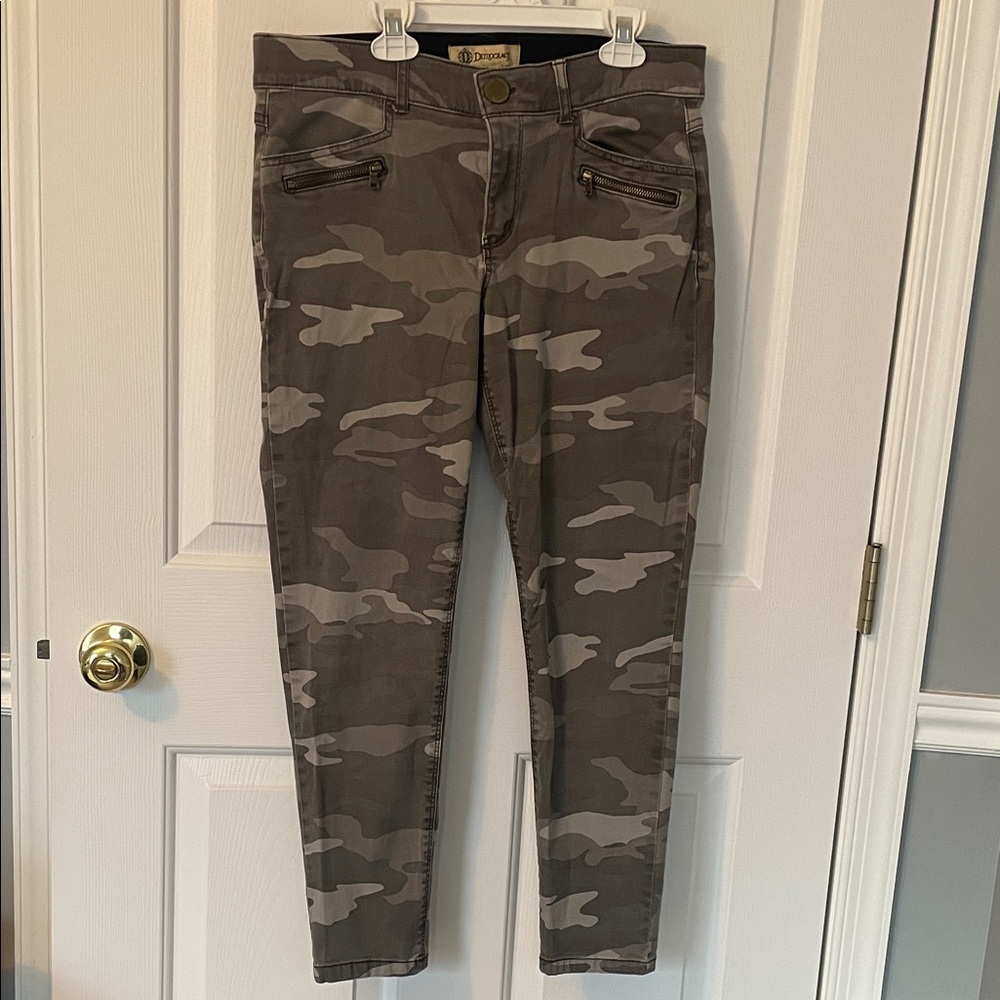 Democracy Camo Print Women's Skinny Jeans - Gray